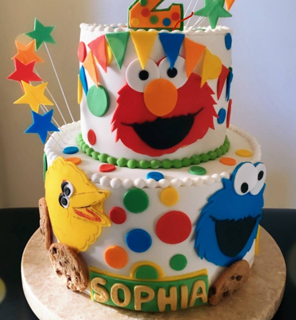 Sesame Street cake with Elmo, Big Bird and Cookie Monster